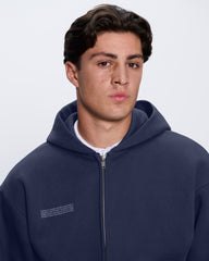 Mens 365 Heavyweight Two-Way Zip-Through Hoodie—Navy