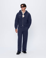 Mens 365 Heavyweight Two-Way Zip-Through Hoodie—Navy