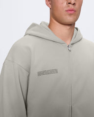 Mens 365 Heavyweight Two-Way Zip-Through Hoodie—Stone