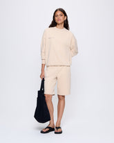 Womens 365 Midweight Long Shorts—sand