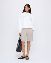 Womens 365 Midweight Long Shorts—stone
