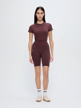 Womens Cotton-Stretch Cycle Shorts—Chestnut Maroon