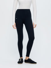 Womens Cotton-Stretch Leggings—black