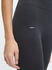 Womens Cotton-Stretch Leggings—Smoked Black