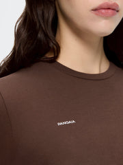 Womens Cotton-Stretch Long-Sleeved Top—Mahogany Brown
