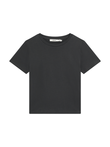 Womens Cotton-Stretch Slim T-Shirt—Smoked Black
