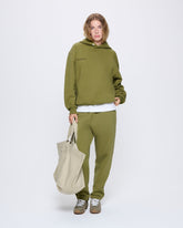 Womens Heavyweight Barrel-Leg Track Pants—highland green
