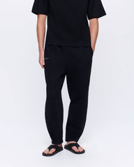 Mens Heavyweight Barrel-Leg Track Pants—black