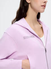 Womens Double Jersey Cropped Zip Up Hoodie—Crocus Purple