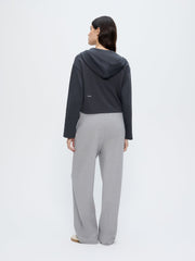 Womens Double Jersey Pleated Trousers—Grey Marl