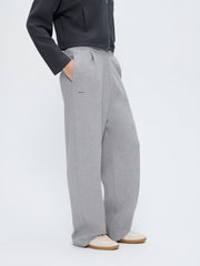 Womens Double Jersey Pleated Trousers—Grey Marl