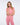 Womens 99% Bio-Based Zipped Short Sleeve Top—Dewy Rose