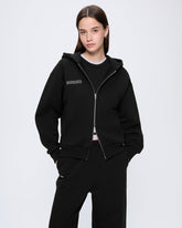 Womens 365 Heavyweight Two-Way Zip-Through Hoodie—Black