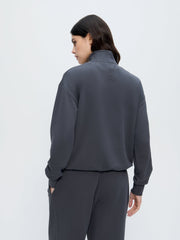 Womens Half Zip Sweatshirt—Smoked Black