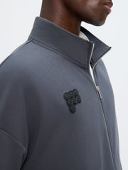Mens Zip Up Sweatshirt—Smoked Black