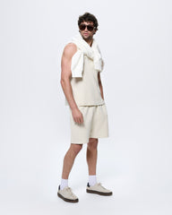 Mens Sleeveless T-Shirt—Bone White