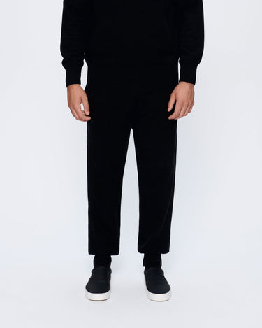 Mens Recycled Cashmere Track Pants—black