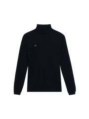 Womens Recycled Cashmere Fitted Turtleneck Top—black