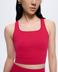 Womens 99% Bio-Based Compressive Ribbed Tank Top—Acai Pink