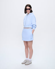 Womens Cropped Zip Up Hoodie—Wildflower Blue