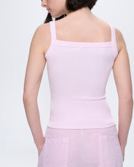 Womens Rib Square Neck Tank Top—Light Lilac