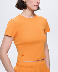 Womens Cropped T-Shirt—Saffron Orange