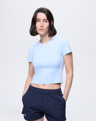 Womens Cropped T-Shirt—Wildflower Blue