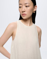 Womens Linen Dress—Bone White