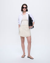 Womens Linen Wrap Shorts—Bone White