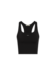 Womens 99% Bio-Based Compressive Ribbed Tank Top—Black