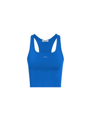 Womens 99% Bio-Based Compressive Ribbed Tank Top—Gaia Blue
