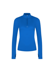 Womens 99% Bio-Based Zipped Long Sleeve Top—Gaia Blue