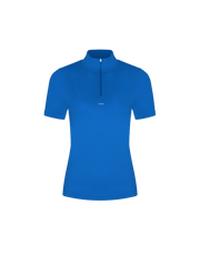 Womens 99% Bio-Based Zipped Short Sleeve Top—Gaia Blue