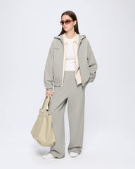 Womens 365 Heavyweight Two-Way Zip-Through Hoodie—Stone