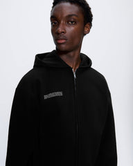 Mens 365 Heavyweight Two-Way Zip-Through Hoodie—Black