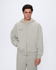 Mens 365 Heavyweight Two-Way Zip-Through Hoodie—Stone