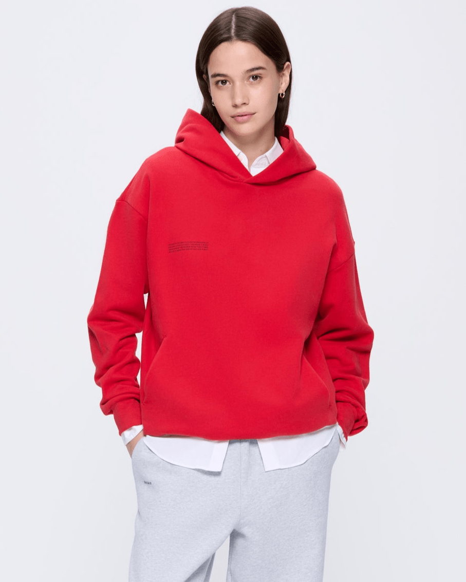 Womens 365 Midweight Hoodie—Goji red