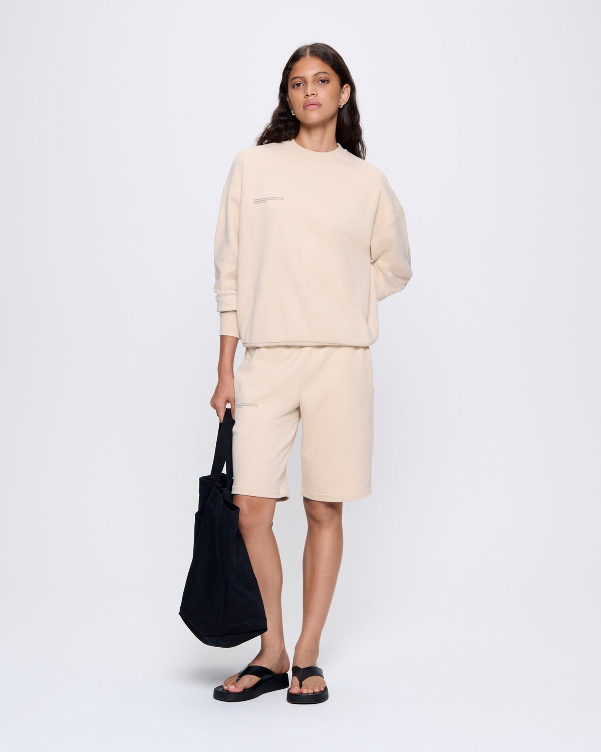 Womens 365 Midweight Long Shorts—sand
