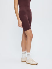 Womens Cotton-Stretch Cycle Shorts—Chestnut Maroon