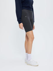 Womens Cotton-Stretch Cycle Shorts—Smoked Black