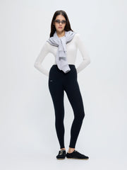 Womens Cotton-Stretch Leggings—black