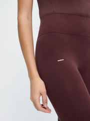 Womens Cotton-Stretch Leggings—Chestnut Maroon
