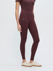 Womens Cotton-Stretch Leggings—Chestnut Maroon