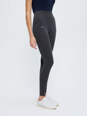 Womens Cotton-Stretch Leggings—Smoked Black