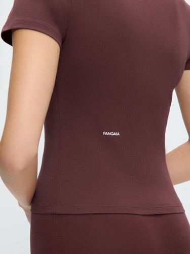 Womens Cotton-Stretch Slim T-Shirt—Chestnut Maroon