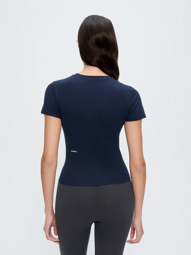 Womens Cotton-Stretch Slim T-Shirt—Midnight Navy
