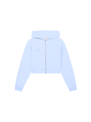 Womens Cropped Zip Up Hoodie—Wildflower Blue
