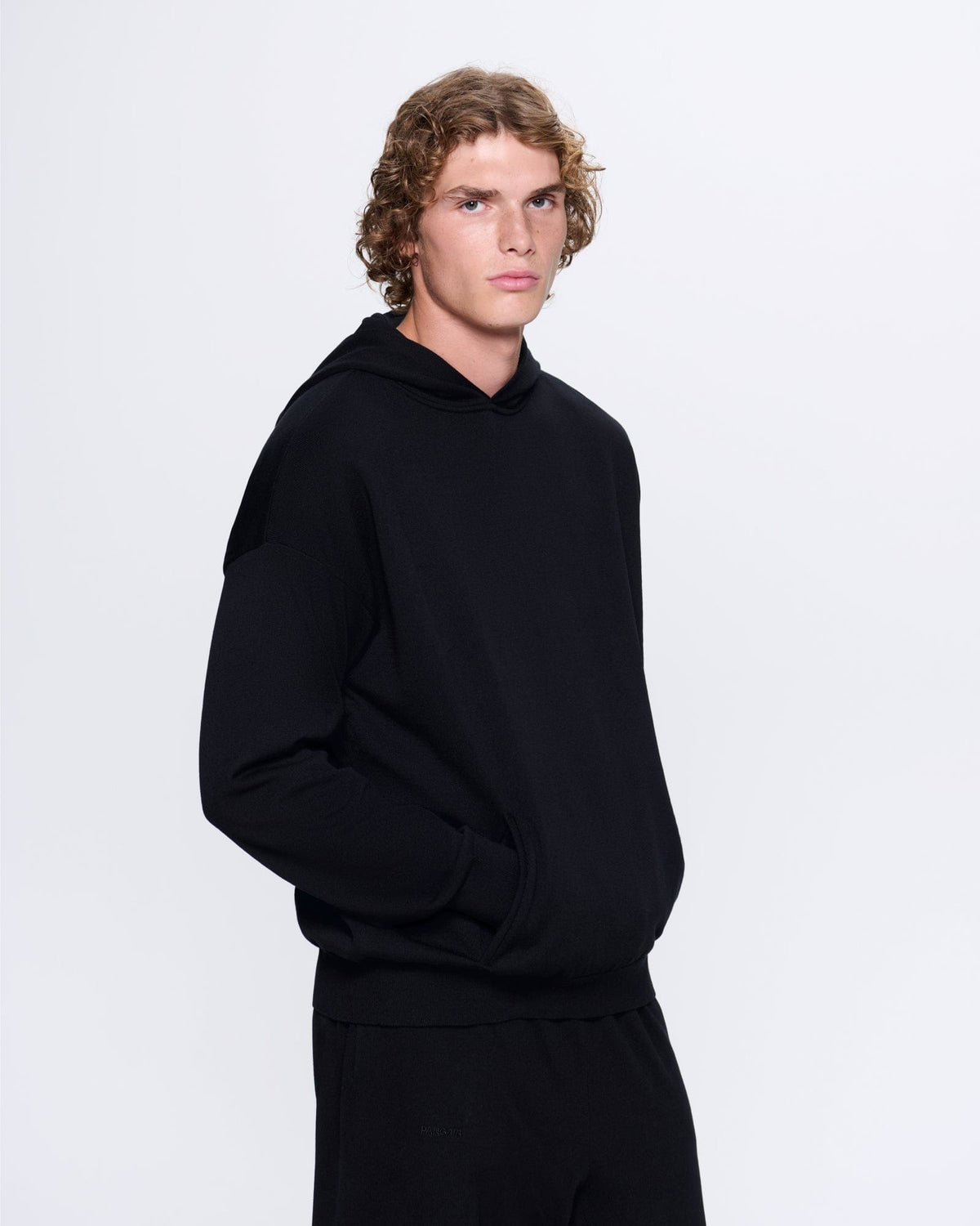 Mens DNA Knitted Hoodie—black