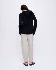 Womens Regenerative Merino Wool Hoodie—black
