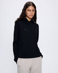 Womens Regenerative Merino Wool Hoodie—black